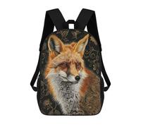 sinyumoney Gilded Fox Art Print 3D Printed Children's School Backpack for Kids High Capacity Travel Rucksacks Book Bags Kids School Bag Back Pack 17inch
