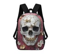 sinyumoney Gilded Skull Wall Art Decor Backpacks Kids 17inch School Backpack School Bag 3D Printed School Bag for Boys Elementary And Middle School Students