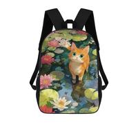 sinyumoney Ginger Cat in Lily Pond School Backpack Business Laptop Rucksack Bag Unisex Casual Daypack for Boys/Girls/Teenagers 17inch
