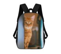 sinyumoney Ginger Cat Peeking Kids School Backpack School Bag 3D Printed School Bag for Boys Elementary And Middle School Students 17inch