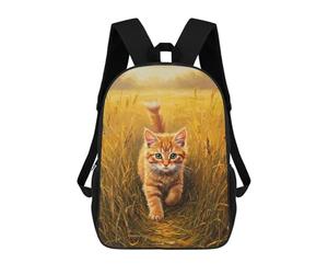 sinyumoney Ginger Kitten in Golden Field Painting School Backpack Water Resistant Computer Rucksack for Teenage Girls Boys Women Men 17inch