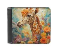 sinyumoney Giraffe Amidst Flowers 3D Print Wallet ID Window Coin Leather RFID Banknote Compartments Soft Convenient Wallets 11.7cm*9.5cm