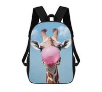 sinyumoney Giraffe And Bubble Gum Kids' Backpack 3D Printing School Bag Boys Cool Daypacks Casual Knapsack Fun Back Bag for Kids And Teenager 17inch