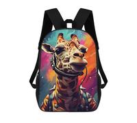 sinyumoney Giraffe Astronaut in Space 3D Printed 17inch Kids School Backpack School Bag Fashion Rucksacks for Boys Elementary And Middle School Students