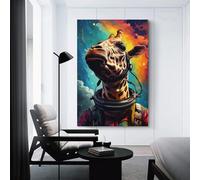 sinyumoney Giraffe Astronaut Space Art-3 Wall Decorations for Bedrooms Cute Room Decor Ready to Hang Canvas Art 16x24inch(40x60cm)