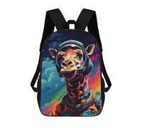 sinyumoney Giraffe Astronaut Space Art Print 3D Printed 17inch Kids School Backpack School Bag Fashion Rucksacks for Boys Elementary And Middle School Students