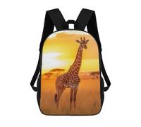 sinyumoney Giraffe at Sunset Backpack, Children's Backpack, Student School Bag Bookbag Rucksack, 3D Printed School Bag for Boys Girls 17inch