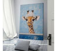 sinyumoney Giraffe Bath Time Poster Customisable with Canvas, Home Office Decor Living Room Bedroom Woman Birthday Gift Idea 24x36inch(60x90cm)