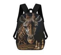 sinyumoney Giraffe Chess 3D Printed Kids School Bag Rucksacks Children's School Fashion Casual Back Pack High Capacity Travel Book Bags Backpack for Kids 17inch