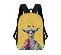 sinyumoney Giraffe Drinking Soda Pop 17inch School Bag 3D Printed Children's School Backpack Casual Fashion Travel Backpacks for Kids School Students