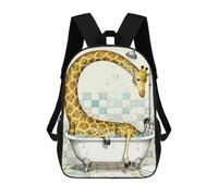 sinyumoney Giraffe Have Difficulty Taking A Bath Illustration School Bags Work Laptop Backpack Rucksack Bag- Perfect for Travel, Work And Daily Use 17inch