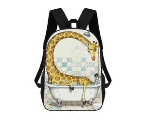 sinyumoney Giraffe Have Difficulty Taking A Bath Illustration School Bags Work Laptop Backpack Rucksack Bag- Perfect for Travel, Work And Daily Use 17inch