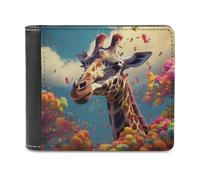 sinyumoney Giraffe in A Colorful Garden 3D Print Clutch Purse Slots ID Window RFID Blocking Leather Men's Wallet Youth Guys 11.7cm*9.5cm