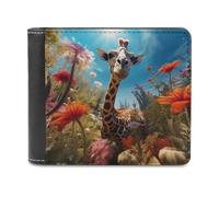 sinyumoney Giraffe in A Floral Paradise 3D Print Wallet ID Window Coin RFID Blocking Stylish Banknote Compartments Soft Convenient Purse 11.7cm*9.5cm