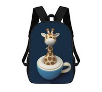sinyumoney Giraffe in Coffe Cup 2 School Backpack Water Resistant Computer Rucksack for Teenage Girls Boys Women Men 17inch