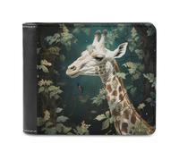 sinyumoney Giraffe in Enchanted Forest 3D Print Clutch Purse Bills Credit Cards Leather RFID Slots Note Section Modern Style Wallets 11.7cm*9.5cm