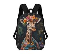 sinyumoney Giraffe in Floral Attire Backpack School Lightweight Casual Daypack School Backpacks for Boys/Girls/Teenagers 17inch