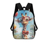 sinyumoney Giraffe in Glasses 3D Printed Children's School Backpack for Kids High Capacity Travel Rucksacks Book Bags Kids School Bag Back Pack 17inch