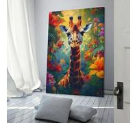 sinyumoney Giraffe in Jungle Bloom Art Work for Home Walls Wall Decor Ready to Hang for Bathroom Toilet Decor Large Canvas Wall Art for Living Room 08x12inch(20x30cm)