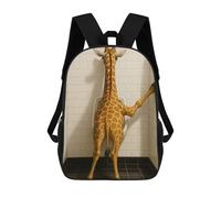sinyumoney Giraffe in Restroom Bathroom Toilet Children's School Backpack 3D Printed for Kids Travel Rucksacks Book Bags Kids School Bag 17inch