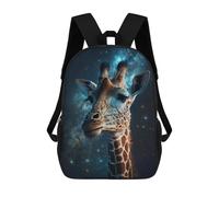 sinyumoney Giraffe in Space-10 3D Printed 17 Inch School Backpack Children's Backpacks 3D Printed Cool Knapsack for Boys Elementary And Middle