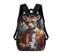 sinyumoney Giraffe in Suit Holding Coffee Cup Rucksack Water Resistant Travel Backpack Computer Bag for Teenage Girls Boys Women Men 17inch