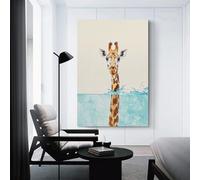 sinyumoney Giraffe in Water Minimalist Art Work for Home Walls Wall Decor Ready to Hang for Bathroom Toilet Decor Large Canvas Wall Art for Living Room 12x18inch(30x45cm)