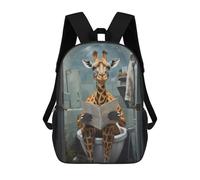 sinyumoney Giraffe Morning Business School Bag Bookbag 3D Printed Children's Backpacks for Kids Boy Girl Book Bags Kids School Bag Travel Rucksacks 17inch