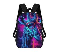 sinyumoney Giraffe Neon School Bag 3D Printed 17inch Backpacks Fashion Kids School Backpack Rucksacks for Boys Elementary And Middle School Students