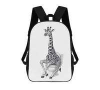 sinyumoney Giraffe on Toilet 17 Inch School Bag Backpack Teen Schoolbag 3D Printing Adjustable Schoolbag Fashion Pocket Bag for Kids Boys Girls Students