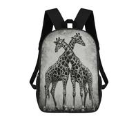 sinyumoney Giraffe Pair in Black And White School Bag 3D Printed Children's School Backpack Casual Fashion Travel Backpacks for Kids School Students 17inch