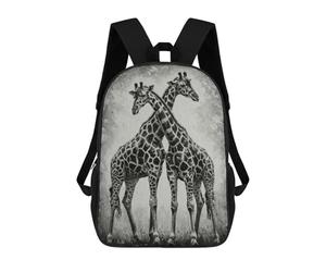 sinyumoney Giraffe Pair in Black And White School Bags Daypacks Business Backpack Water Resistant Bookbag for Men, Women & Teenage Boys 17inch