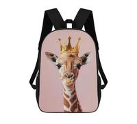 sinyumoney Giraffe Pastel Crown Backpacks Kids School Backpack School Bag 3D Printed School Bag for Boys Elementary And Middle School Students 17inch