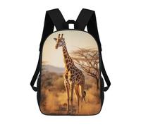 sinyumoney Giraffe Portrait 3D Printed Kids School Bag Rucksacks Children's School Fashion Casual Back Pack High Capacity Travel Book Bags Backpack for Kids 17inch