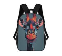 sinyumoney Giraffe Portrait Animal Kids School Backpack School Bag 3D Printed School Bag for Boys Elementary And Middle School Students 17inch