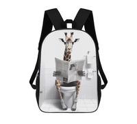 sinyumoney Giraffe Reading Newspaper in Bathroom Fashion Student School Backpack Suitable for Boys Girls Kids Casual Outdoor Travel Essential Daypack 17inch