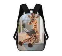 sinyumoney Giraffe Reading on The Toilet 3D Printed 17 Inch School Backpack Children's Backpacks 3D Printed Cool Knapsack for Boys Elementary And Middle