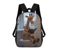 sinyumoney Giraffe Reading on Toilet Rucksack Lightweight Casual Daypack School Backpacks for Teenage Girls Boys Women Men 17inch
