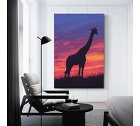 sinyumoney Giraffe Silhouette Sunset Canvas Prints Artwork Wall Art Prints for Modern Living Room Bedroom Home Wall Decor 24x36inch(60x90cm)