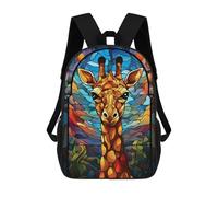 sinyumoney Giraffe Stained Glass School Backpack School Bags for Girls Boys Backpack with Pocket Fashion School Bag Kids Backpack 17inch