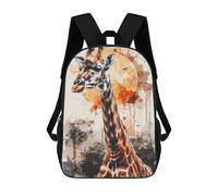 sinyumoney Giraffe Sun Watercolor Children's Backpack, 17 Inch 3D Printed School Backpack, Backpack Cartoon Adjustable School Bag for Primary School