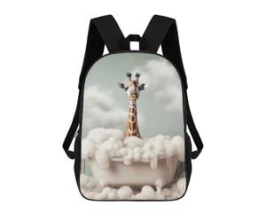 sinyumoney Giraffe Taking A Bath 3D Printed Kids Backpacks Boys Fashion School Bag Travel Backpacks School Bags for Boys Elementary School Students 17inch