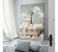 sinyumoney Giraffe Taking A Bath Canvas Wall Art Prints Hanging Poster Yoga Studio Room Decor Inner Peace Reiki Wall Art Spiritual Healing Gift for Family Friend 16x24inch(40x60cm)