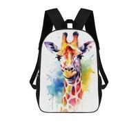 sinyumoney Giraffe Watercolor Backpack 3D Printed Children's School Backpack Kids Travel Backpacks High Capacity Book Bags Children's Backpack Rucksack 17inch