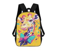 sinyumoney Giraffe with Bowtie Pop Art Portrait Children's Backpack, 17 Inch 3D Printed School Backpack, Backpack Cartoon Adjustable School Bag for Primary School