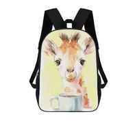 sinyumoney Giraffe with Coffee Kids School Backpack 3D Printed Fashion School Bag Casual School Bag for Boys Elementary And Middle School Students 17inch