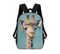 sinyumoney Giraffe with Flower Crown Art Print Kids School Backpack 3D Printed Fashion School Bag Casual School Bag for Boys Elementary And Middle School Students 17inch