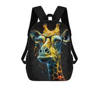 sinyumoney Giraffe with Glasses Art Print-8 School Backpack Fashion Stationery Backpack Waterproof Casual Daypacks for Camping Outdoor Adventures And Daily Travel 17inch
