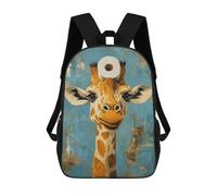 sinyumoney Giraffe with Toilet Paper Kids School Backpack School Bag 3D Printed School Bag for Boys Elementary And Middle School Students 17inch
