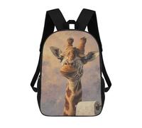sinyumoney Giraffe with Toilet Paper Roll School Bags School Secondary High School College Backpack Travel for Boys/Girls/Teenagers 17inch